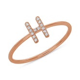 0.05ct 14k Rose Gold Diamond Lady's Ring - Letter H